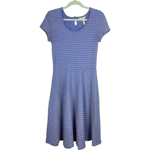 Matilda Jane Exploration Dress Light Blue Taupe Stripe Small Midi Casual - Picture 2 of 10